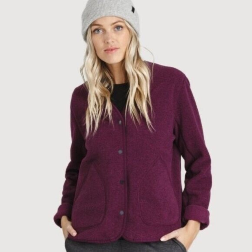 Kit and Ace Hygge Short Fleece Jacket Plum XS